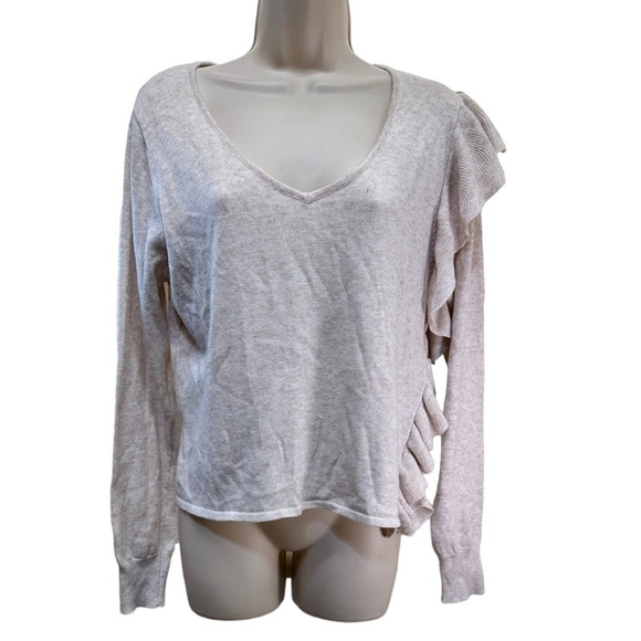 John + Jenn asymmetrical ruffled sweater in sand color - Picture 6 of 11